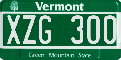 VT license plate XZG300