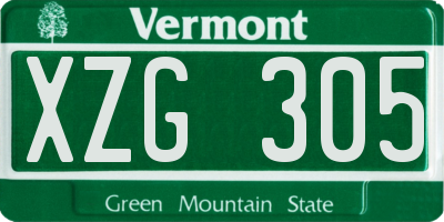 VT license plate XZG305