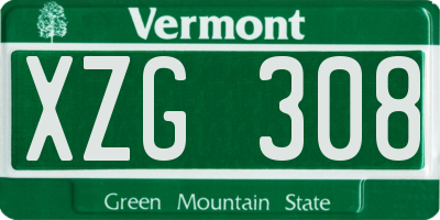VT license plate XZG308
