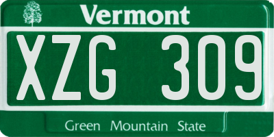 VT license plate XZG309