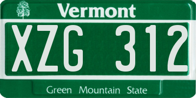 VT license plate XZG312