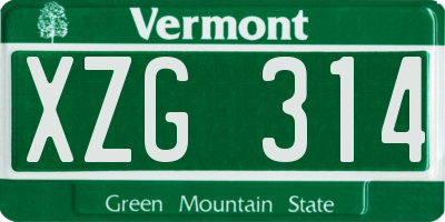 VT license plate XZG314