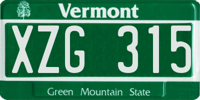 VT license plate XZG315