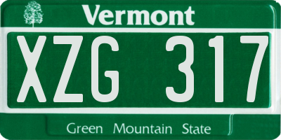 VT license plate XZG317