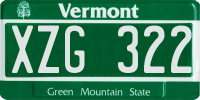VT license plate XZG322