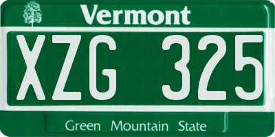 VT license plate XZG325
