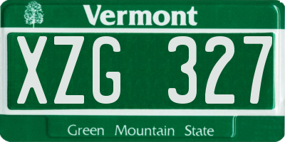 VT license plate XZG327
