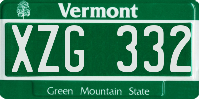 VT license plate XZG332