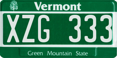 VT license plate XZG333