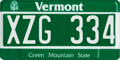 VT license plate XZG334