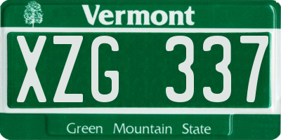 VT license plate XZG337