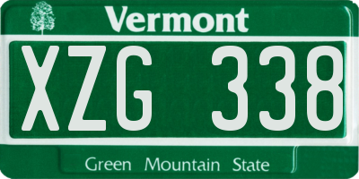VT license plate XZG338