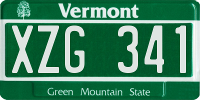 VT license plate XZG341