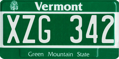 VT license plate XZG342