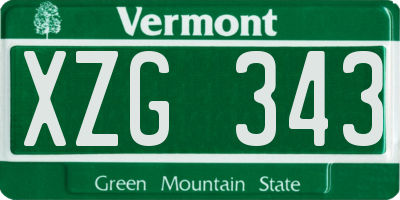 VT license plate XZG343