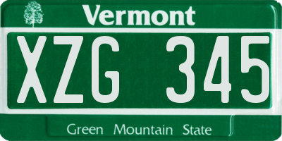 VT license plate XZG345