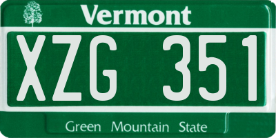 VT license plate XZG351