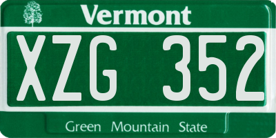 VT license plate XZG352