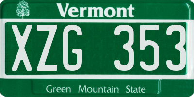 VT license plate XZG353