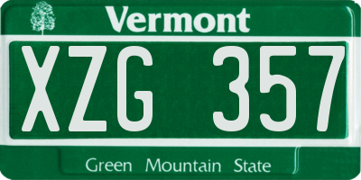 VT license plate XZG357