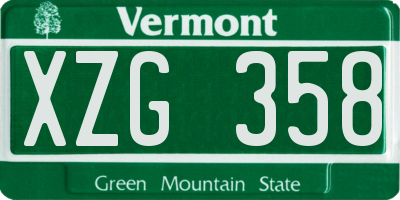 VT license plate XZG358