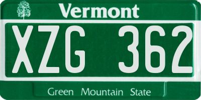 VT license plate XZG362