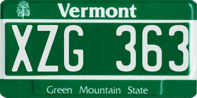 VT license plate XZG363