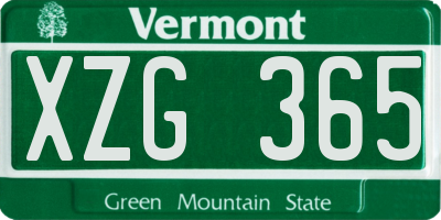 VT license plate XZG365