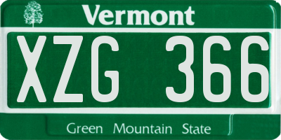 VT license plate XZG366
