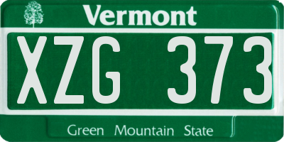 VT license plate XZG373