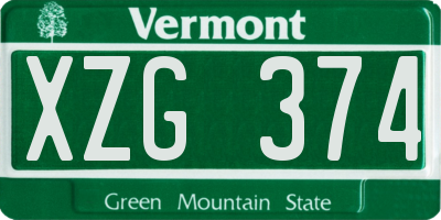 VT license plate XZG374