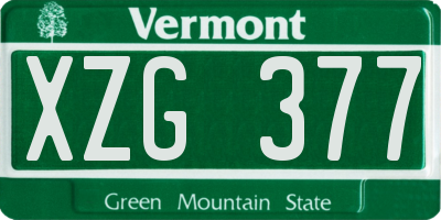 VT license plate XZG377