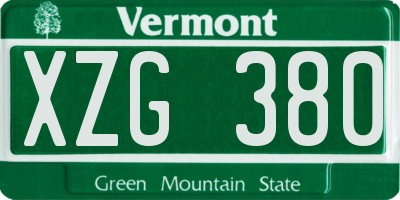 VT license plate XZG380