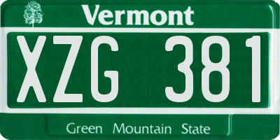 VT license plate XZG381