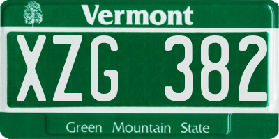 VT license plate XZG382