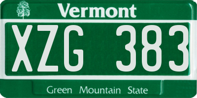 VT license plate XZG383