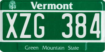 VT license plate XZG384