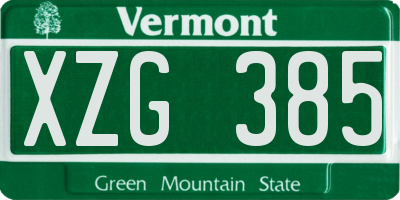 VT license plate XZG385
