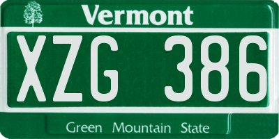 VT license plate XZG386