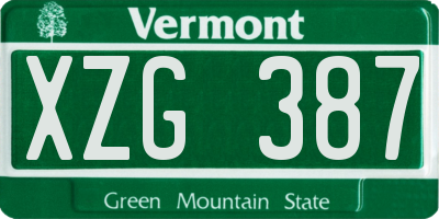 VT license plate XZG387