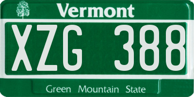 VT license plate XZG388