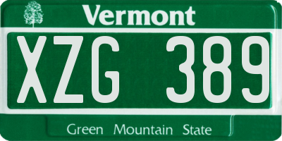 VT license plate XZG389