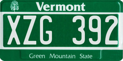VT license plate XZG392