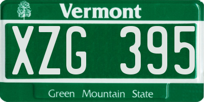 VT license plate XZG395