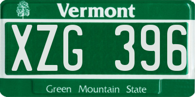 VT license plate XZG396