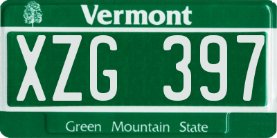 VT license plate XZG397