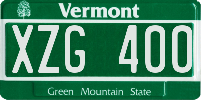 VT license plate XZG400