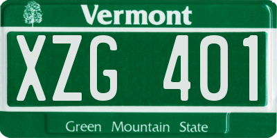 VT license plate XZG401