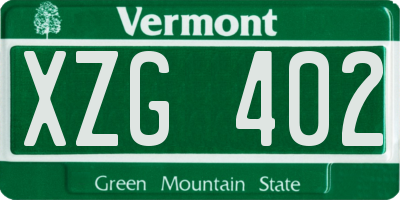 VT license plate XZG402