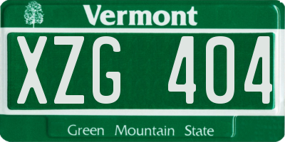 VT license plate XZG404